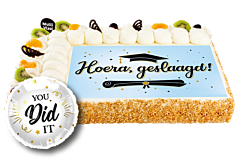 Foto/logotaart Geslaagd 36-40 personen + gratis ballon you did it