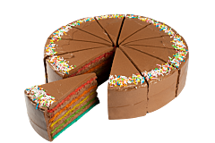 Rainbow Cake Chocolate gesneden